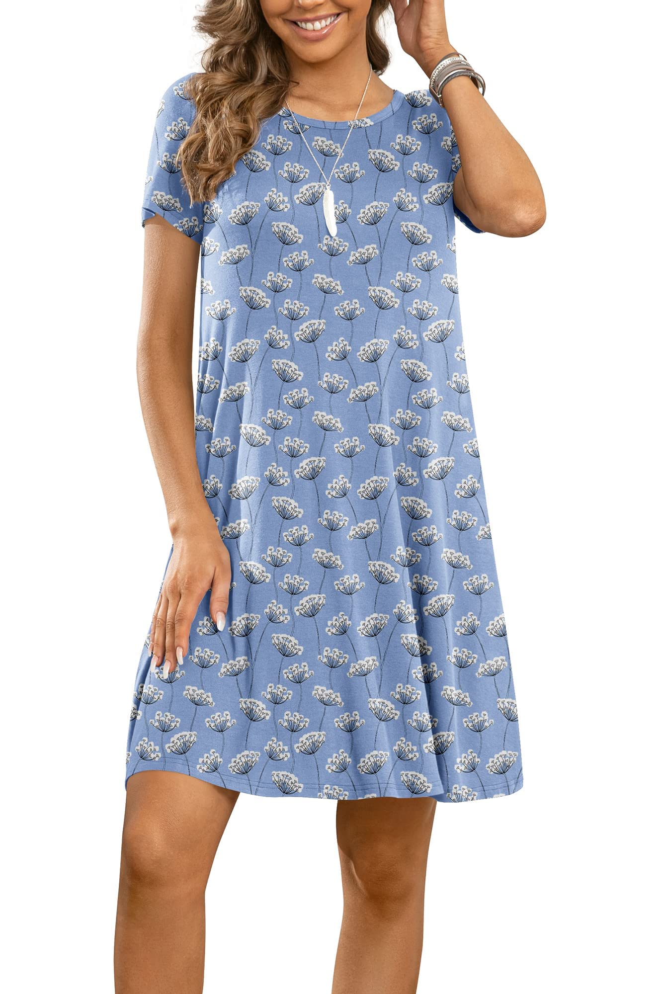 Women's Summer Casual Tshirt Dresses Short Sleeve Cover ups Beach Loose Dress