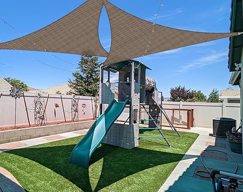 Miniatura 8 de Coarbor Toldo cuadrado tipo vela triangular equilátero de 7 x 7 x 7 pies, resistente al sol, resistente al sol, grado comercial para patio al aire