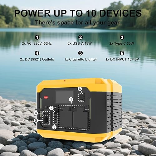 Miniatura 4 de FY Banco de energía solar, estación de energía portátil de 500 W, generador solar con salidas de CApuertos USB, luz de emergencia, carga inalámbrica