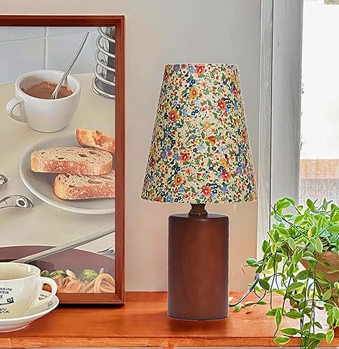Miniatura 2 de Lámpara de escritorio retro clásica estilo bohemio, pantalla de tela y portalámparas de madera, lámpara de mesita de noche tradicional estilo