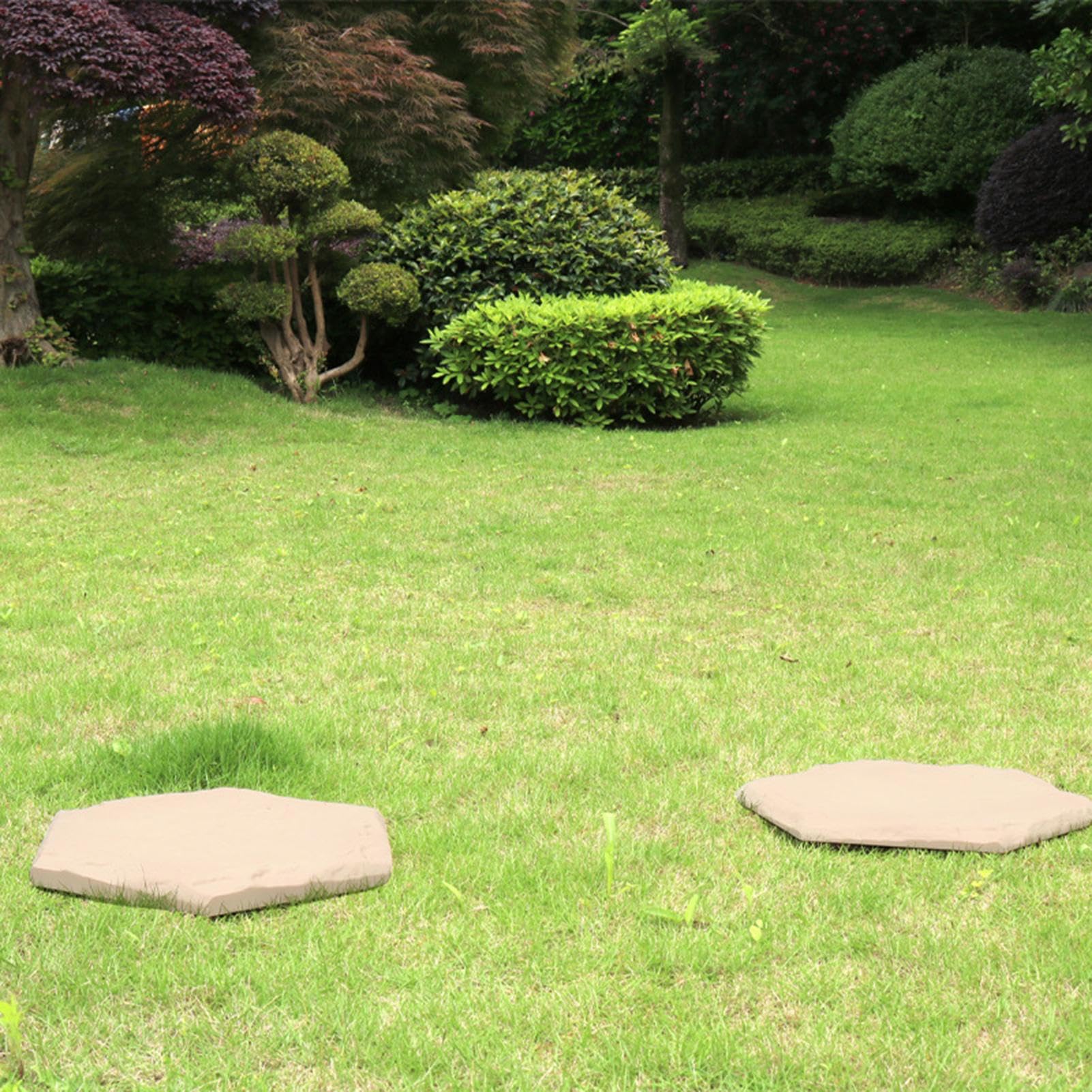 Juego de 4 piedras decorativas para el jardín, con estaca para el jardín, juego de 4 estribos de resina, para césped y parterres, un bonito diseño de jardín