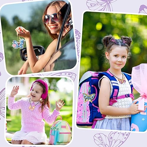 Miniatura 6 de FairySandy Juego de 20 llaveros de pintura de diamante de mariposa 5D, kits de llaveros de arte de diamantes de mariposa 5D, kits de llaveros