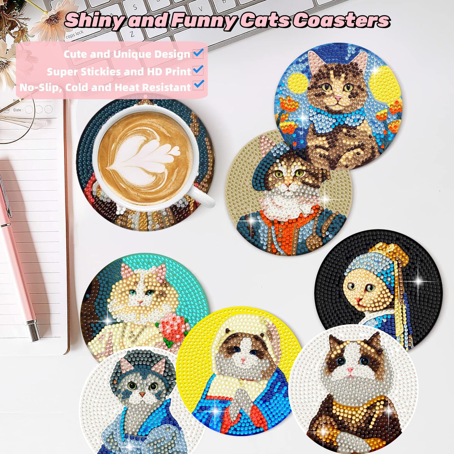 Amazon.com: Puraikcmi 8PCs Diamond Paintings Coasters Kits Set