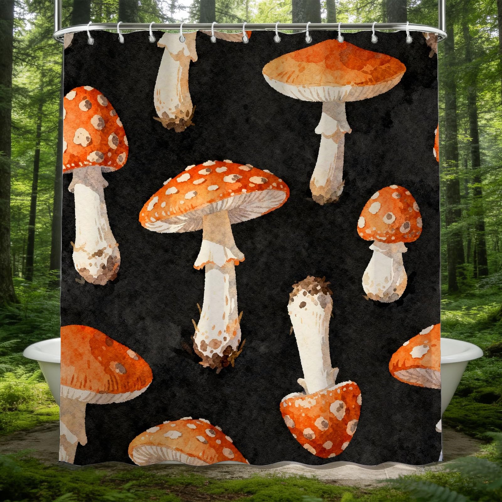Hongduo 3D Cartoon Mushroom Shower Curtain for Stalls Bathtubs Simple Bathroom Decor Shower Curtain Set Polyester Fabric Waterproof 180x200cm/71X79 Inch with Hooks