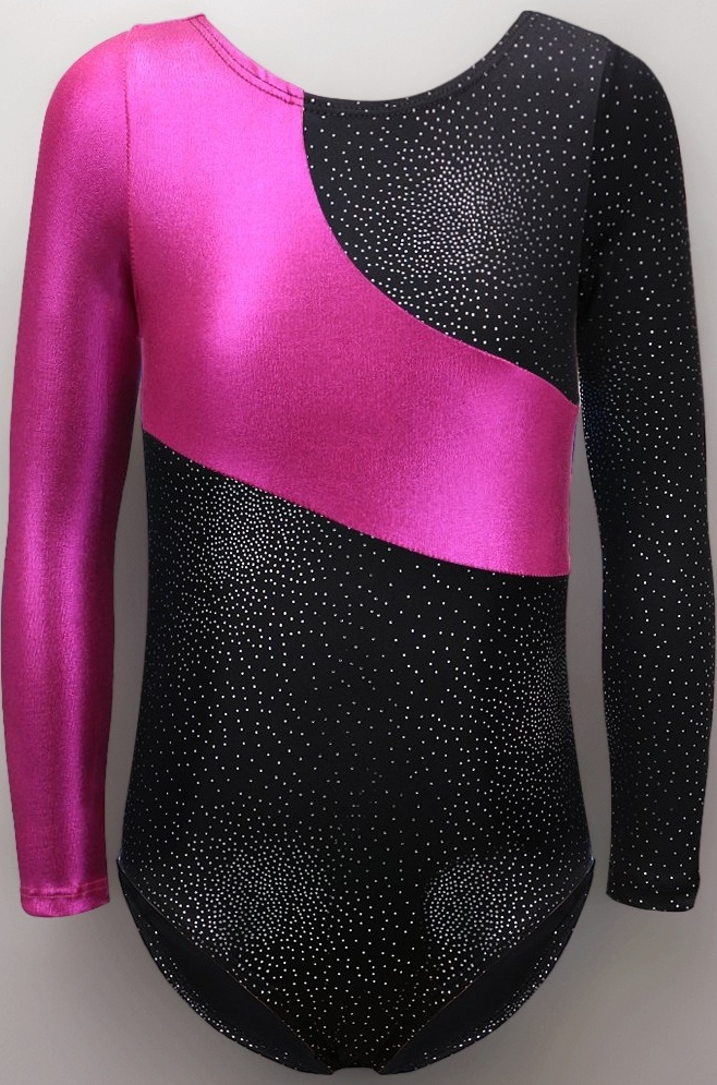 Long Sleeves Rainbow Stripes Starry Sky Dancing Athletic Leotard for Little Girl Black 120(4-5Y)