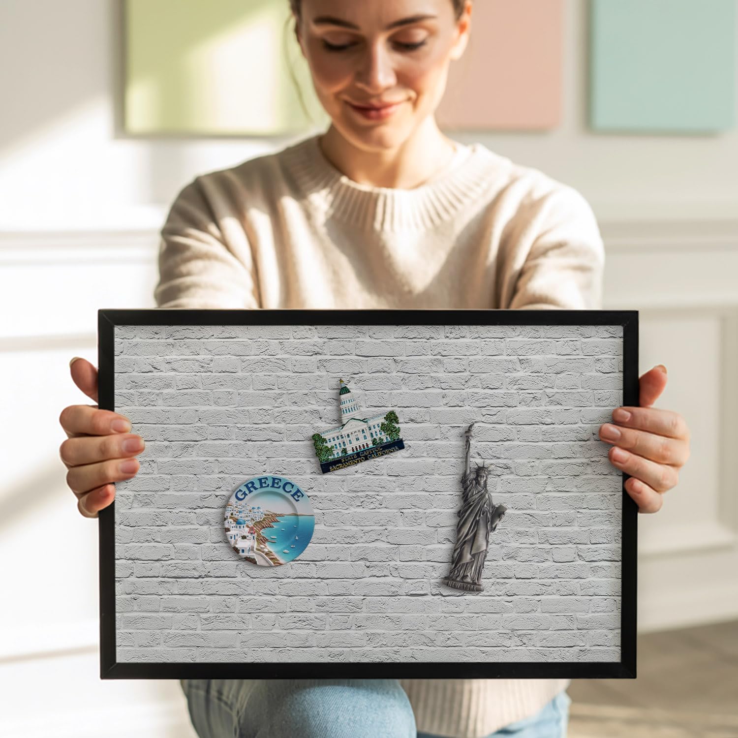 Tulup Bacheca Magnetica 70x50 cm – Design – Decorazione da Parete – – Accessorio d’Arredo per Interni – Scrivania Creativa – Mood Board –Ziegelwand Lichtwand