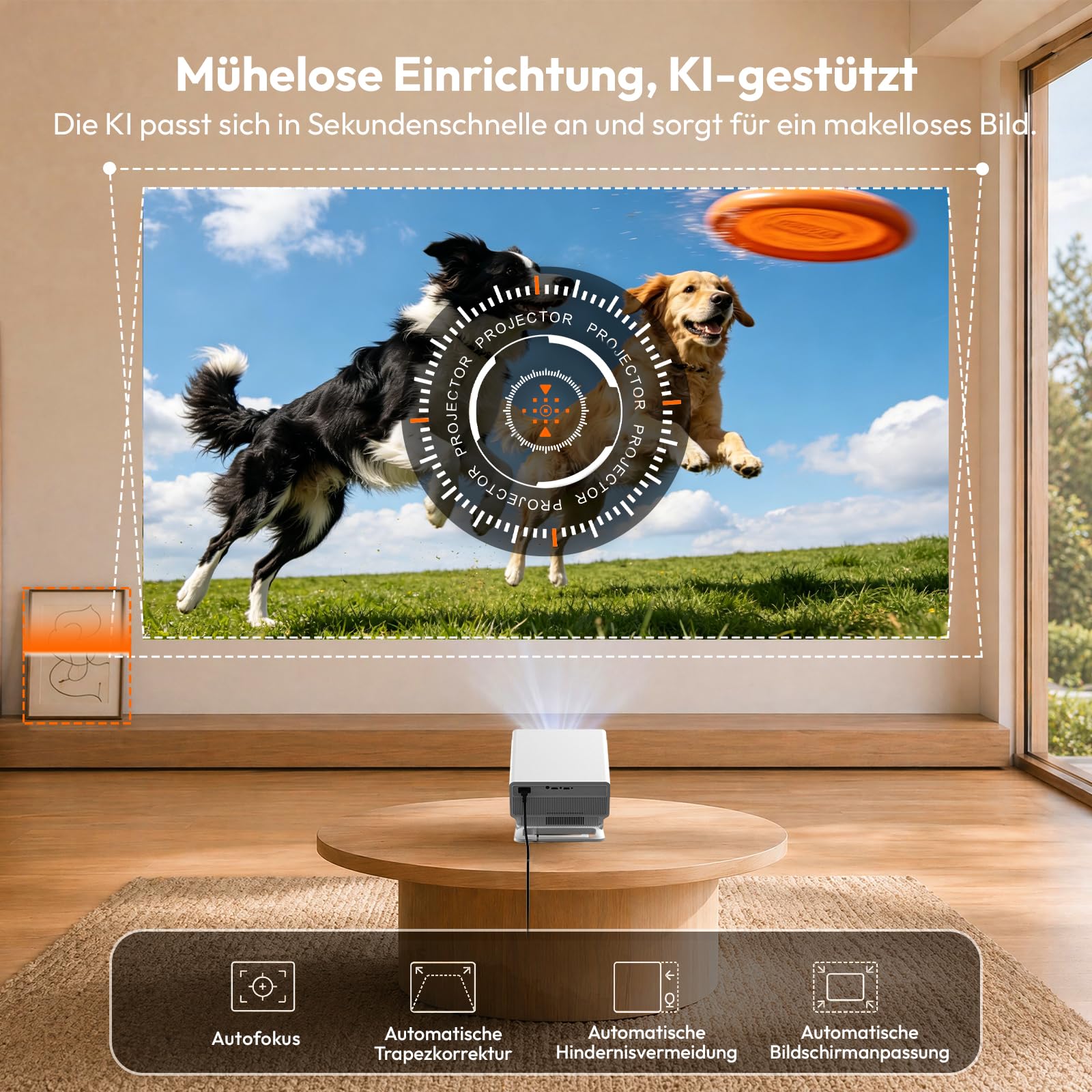 Xgody N8 Smart Beamer, 1200 ANSI Native FHD 1080P, 4K Unterstützt