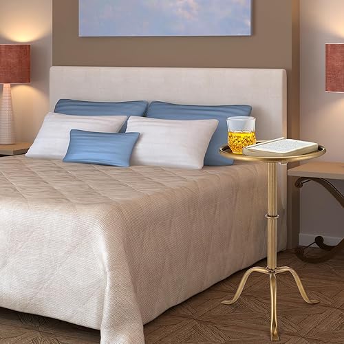 Miniatura 2 de 1 mesa auxiliar pequeña de metal para Martini de 12.5 x 12.5 x 27.75 pulgadas para sala de estar y dormitorio (bronce)