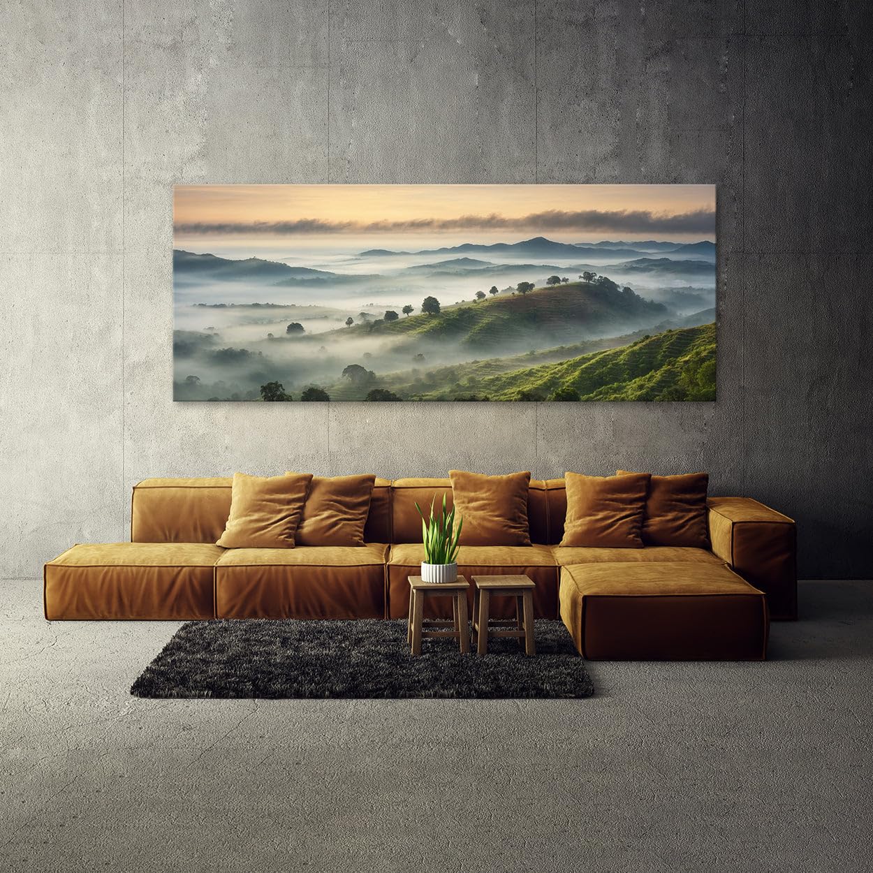 Sense Canvas Muskatnuss Ethereal Hills 76 Leinwandkunst, Heimdekoration, Wandkunstdruck, Poster, Gemälde, klein, 50,8 x 20,3 cm