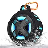 Upgraded, Bluetooth Speaker, Shower Speaker, Certified IP67 Waterproof, Silicone Case, 10W Pro Sound & Deep Bass, 24Hrs Playtime, Lights, Small Wireless, Portable Clip, for Beach Kayak Camping Gifts