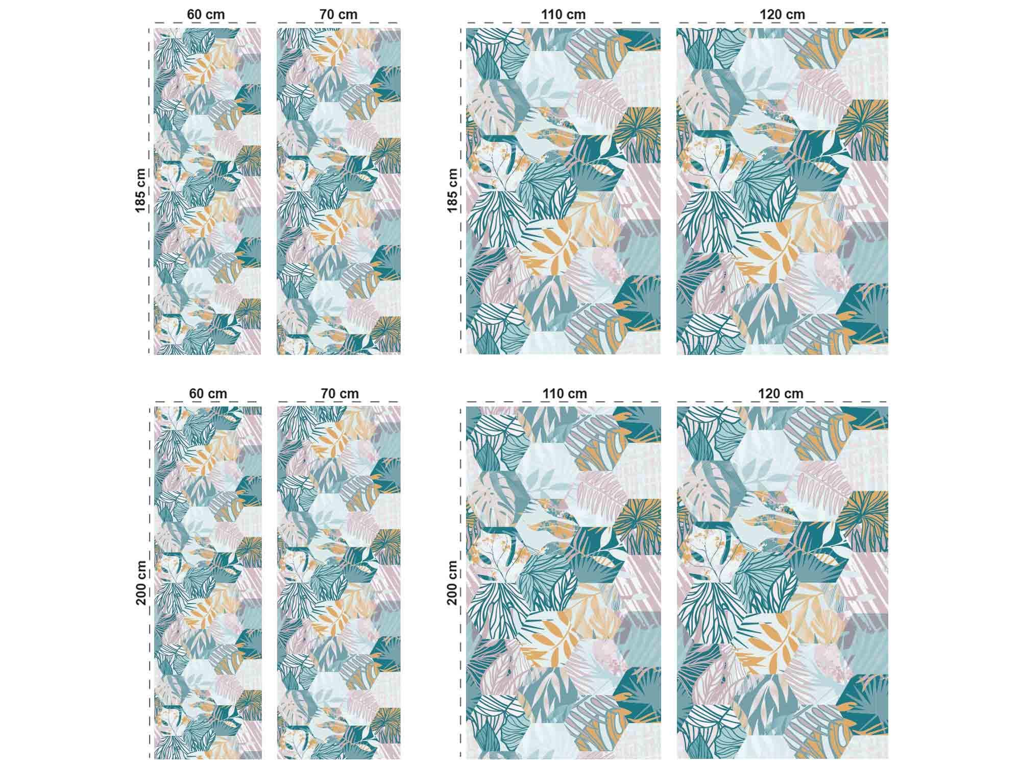 Oedim Vinilo para Mamparas de Ducha y Baños Hojas en Hexágonos | Varias Medidas 110x185cm | Adhesivo Resistente y de Fácil Aplicación | Pegatina Adhesiva Decorativa de Diseño Elegante