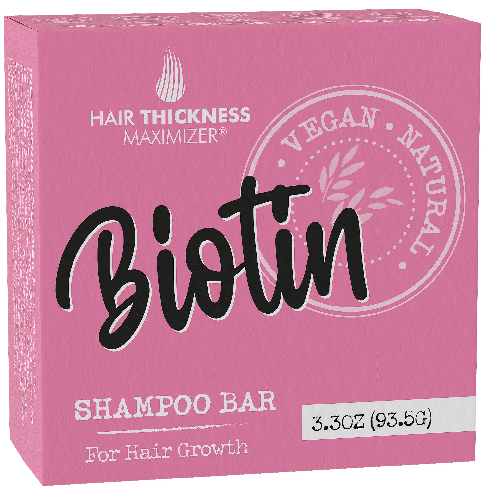 Biotin Hair Growth Shampoo Bar. Eco-Friendly, No Harsh Chemicals, Color Safe, pH Balanced. Solid Shampoo Bar Equal to 3 Liquid Bottles. Zero Plastic,