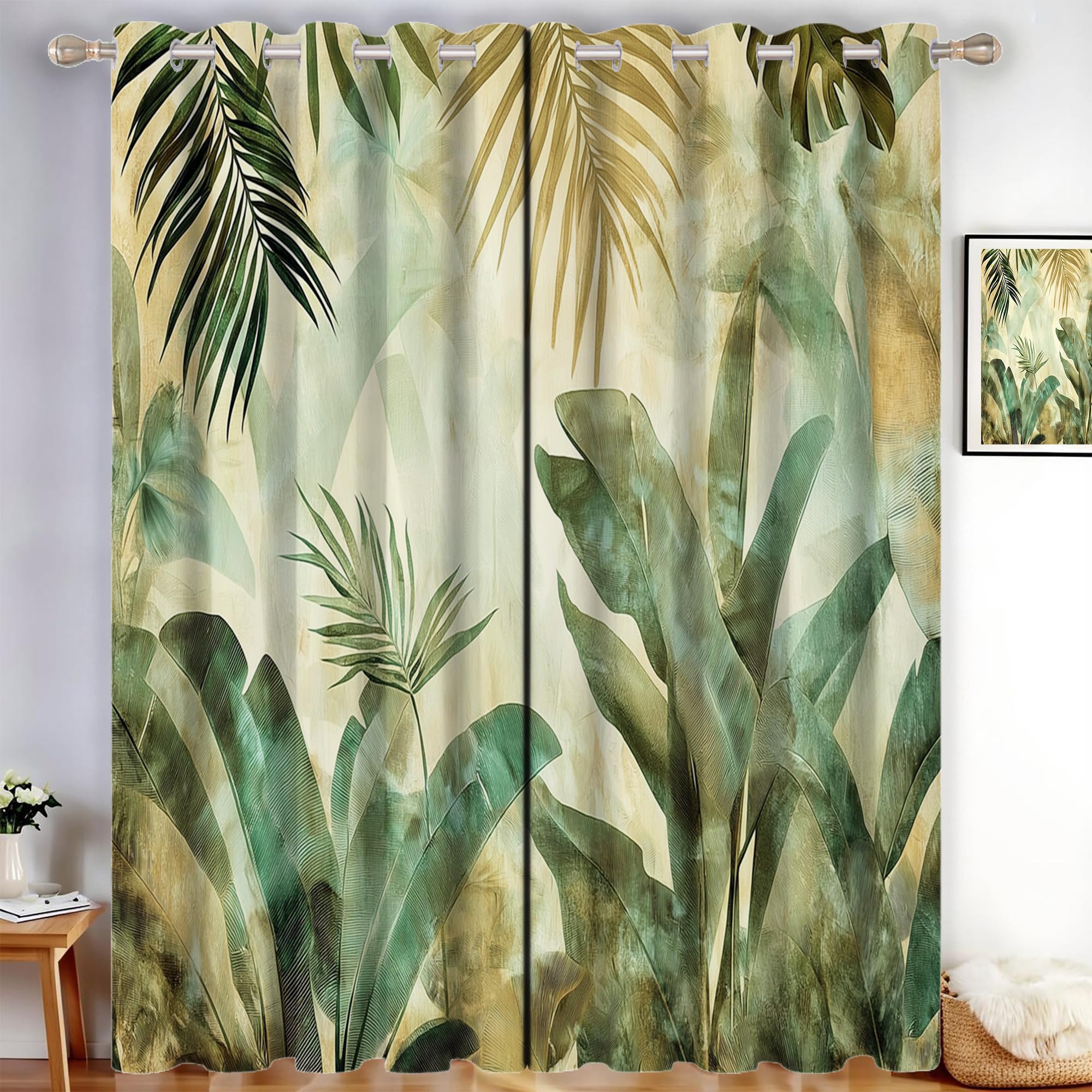 Rideau anti froid occultant motif arbres imposants jungle vert