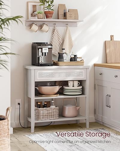 Miniatura 5 de VASAGLE Mesa consola con tomas de corriente, mesa de entrada con estante de almacenamiento, mesa de sofá con cajón, compartimento abierto, esquinas