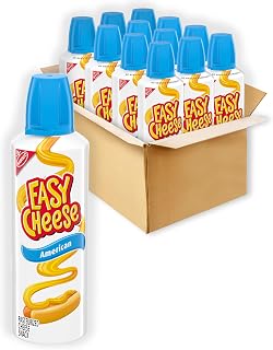 EASY CHEESE American Spray Cheese Snack, 12 Pack 8oz Cans - Shelf-Stable, Portable Calcium-Rich Fun for Crackers & Nachos
