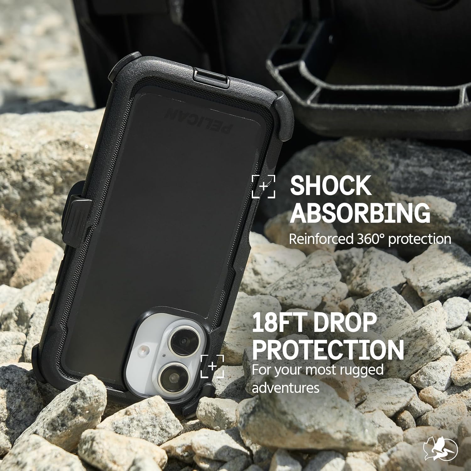 Pelican Voyager iPhone 16 Case [Compatible with MagSafe] Rugged Phone Case w/ 18ft Military-Grade Drop Protection - Heavy Duty Phone Cover w/Belt Clip Holster for iPhone 16 - Black