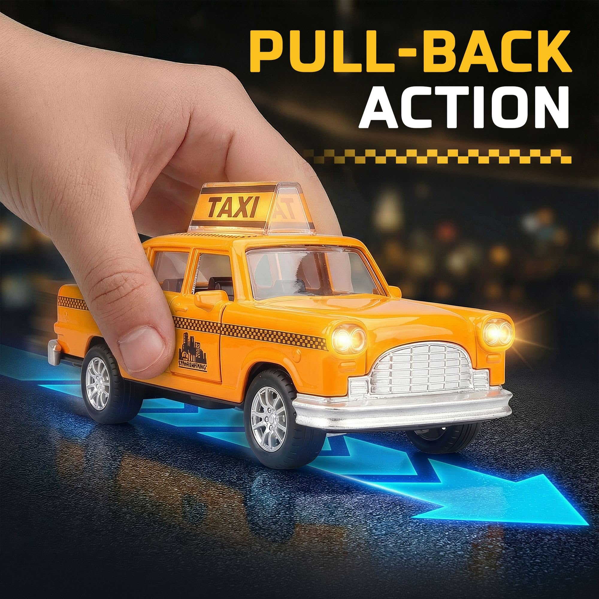 Amazon.com: Diecast Yellow NYC Classic Checkered Taxi Cab 4.5