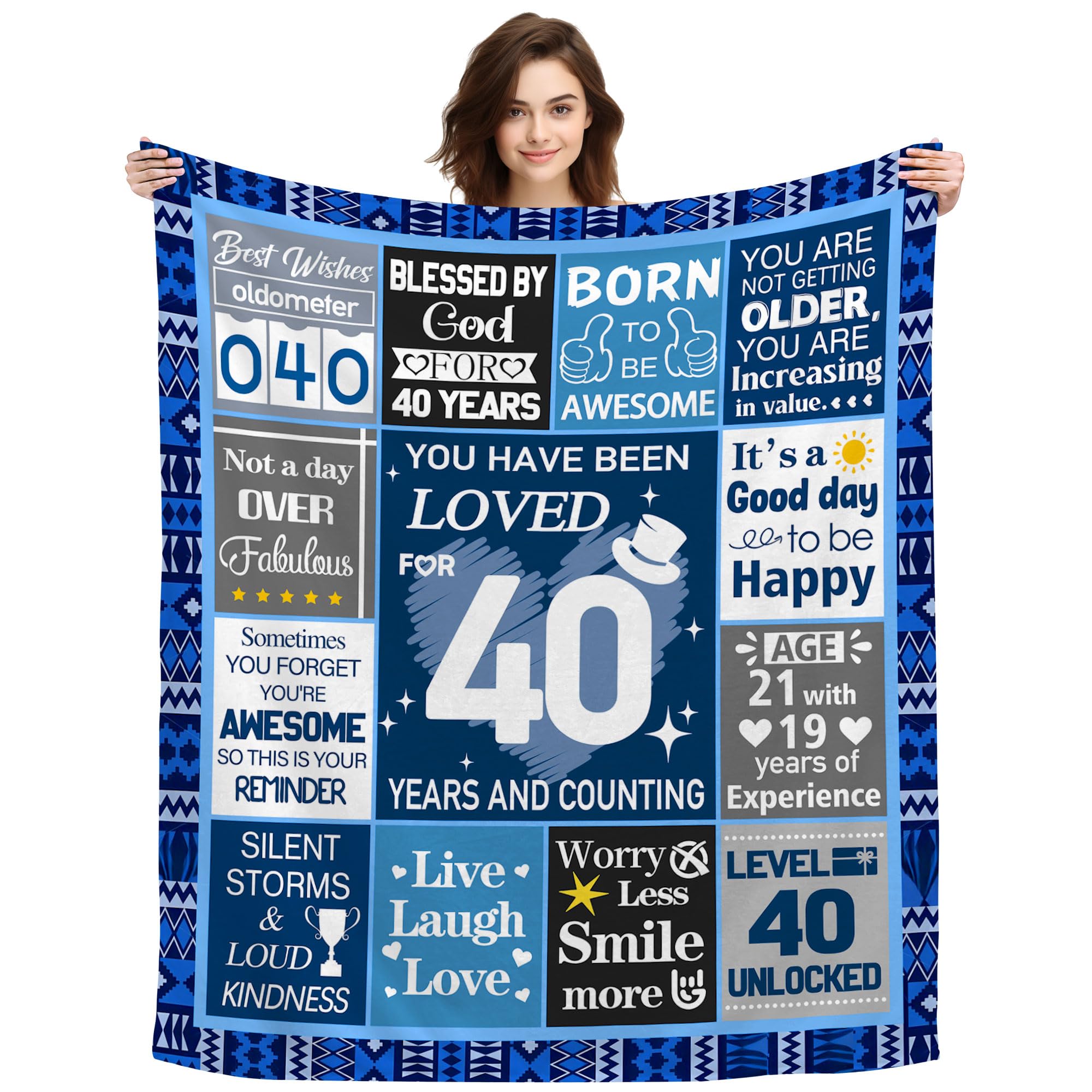 ACAROMAY 40th Birthday Gifts for Men You Have Been Loved for 40 Years Throw Blanket for 40 Years Old Dad Brother Son Uncle Birthday Decoration for Couch Bed Camping Blankets (40)