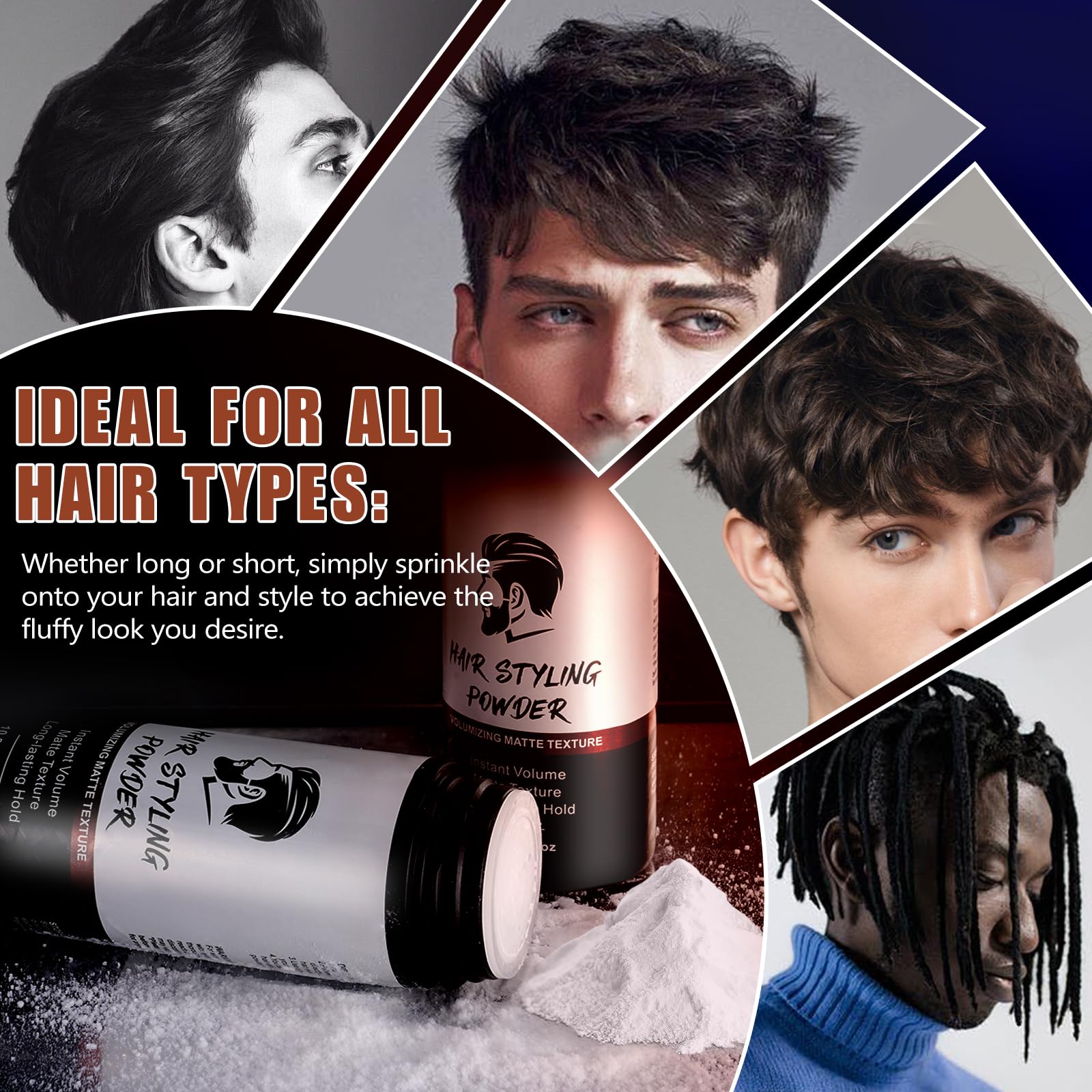Poudre Coiffante Homme, Poudre Texturisante Cheveux 10G * 2 Pièces, Poudre Coiffante De Luxe, Matte Naturelle, Apporte Texture Et Volume Aux Cheveux, Texture Volumatrice
