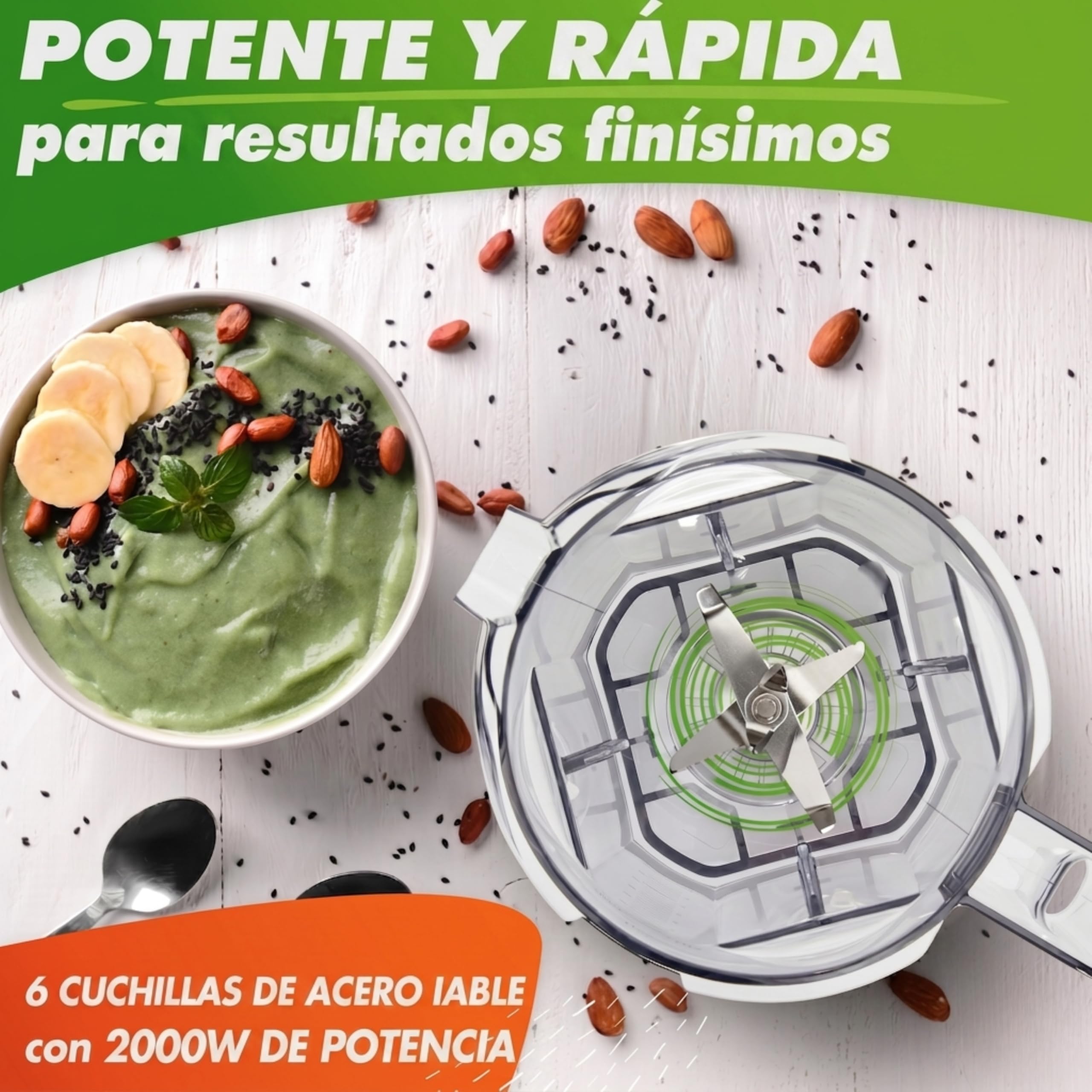 NUTRI-BLENDER MAX Batidora de Alto Rendimiento 2000W Batidora de Vaso Smoothie-Maker Profesional - 2L Tritan, Libre de BPA, 9 Niveles, Temporizador Digital (NUTRI-BLENDER MAX+)