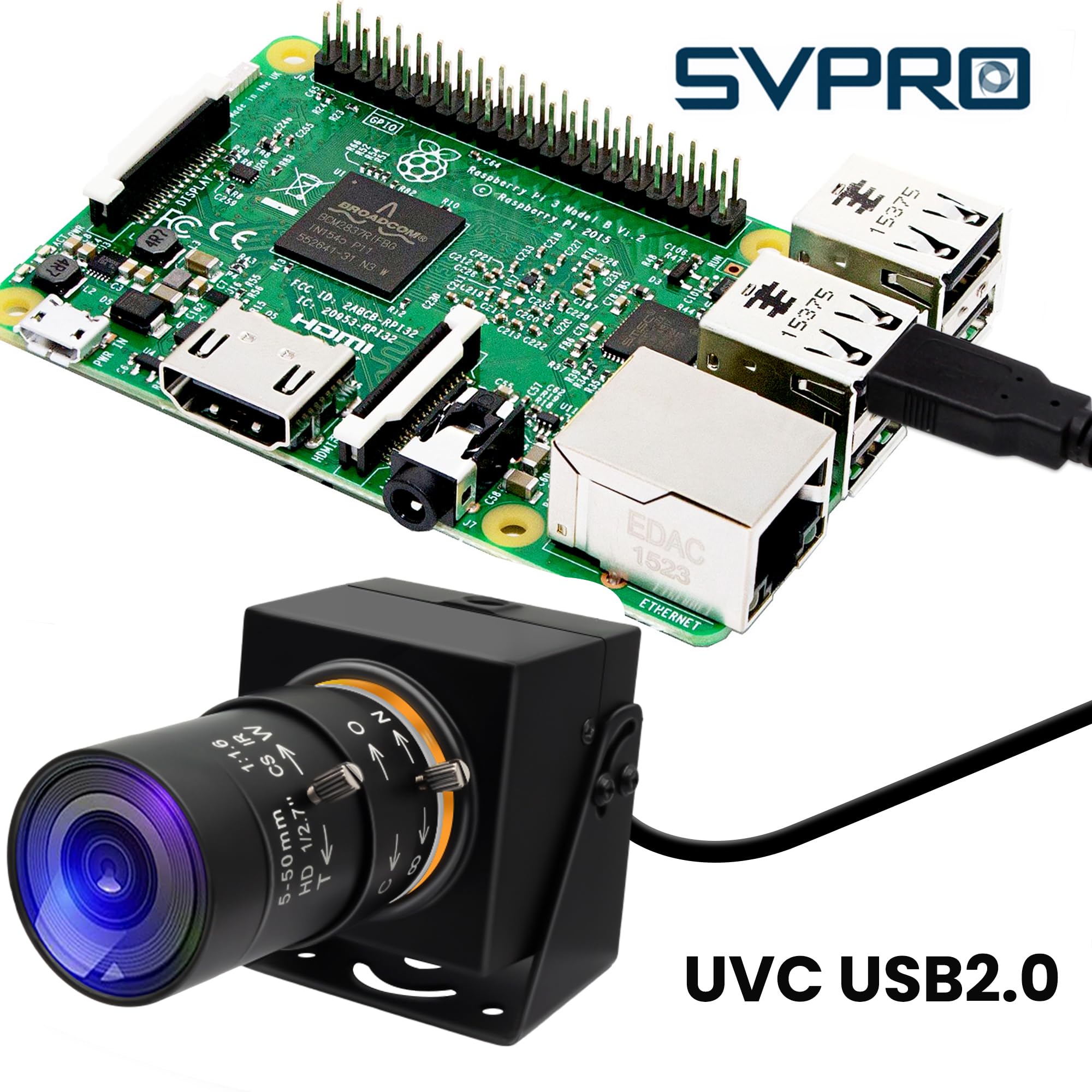 Svpro 2 MP Global Shutter USB Camera 90 FPS Telecamera ad alta velocità con zoom da 5 a 50 mm, messa a fuoco manuale Webcam per Glof Swing, 10 X zoom ottico telecamera industriale USB Plug and Play