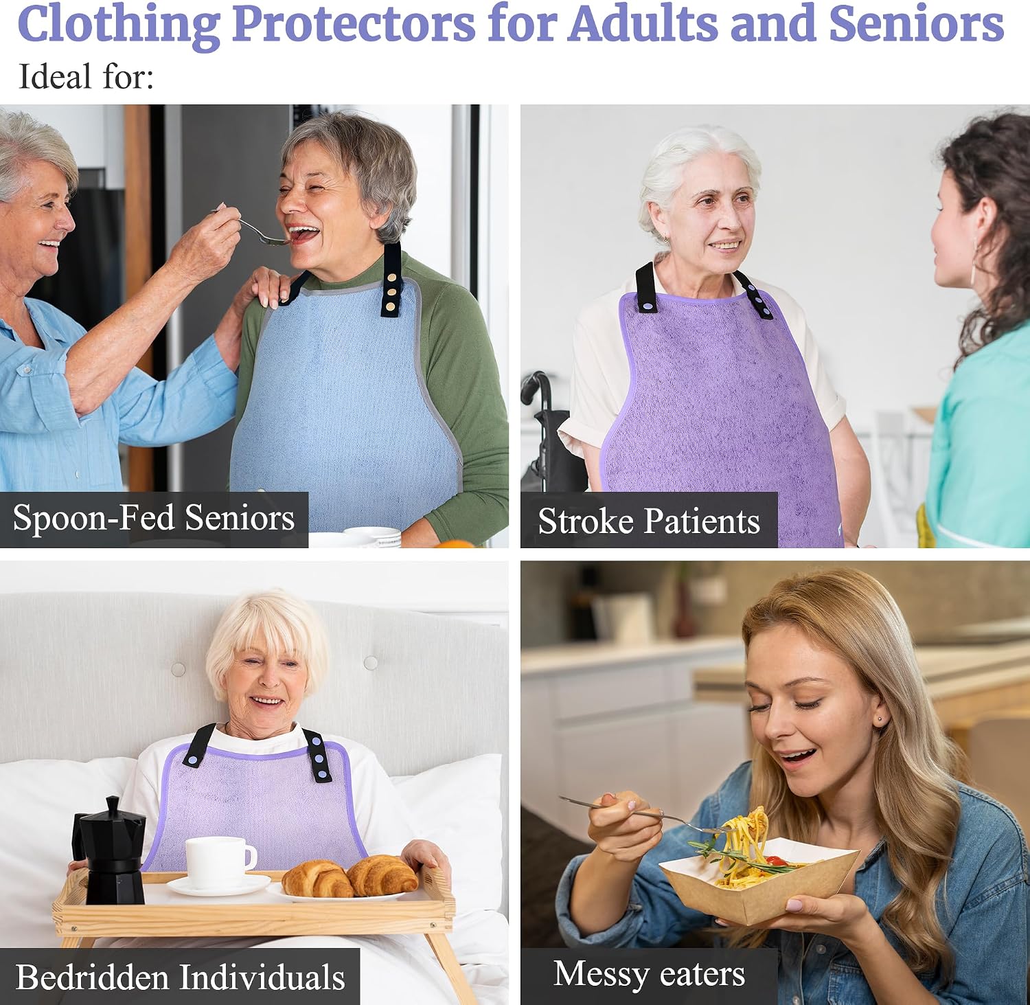 Paw Legend 3 Pack Adult Bibs for Women Men Seniors Bibs for Adults for Elderly Eating Washable Clothing Protectors