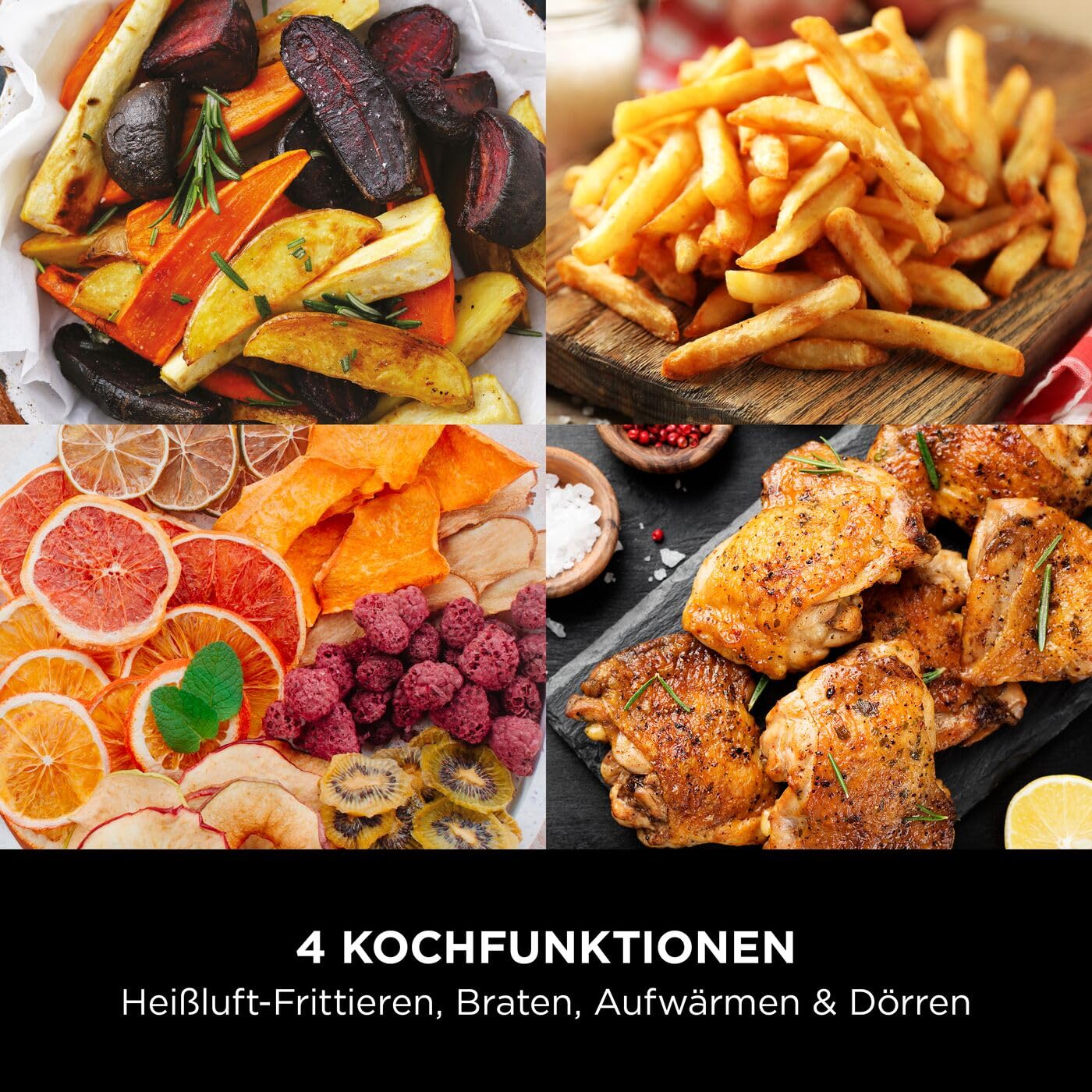 Ninja Heißluftfritteuse, 6,2 l, ohne Öl, große quadratische Schublade, Braten, Heißluftfrittieren, Dörren, Aufwärmen, digital, Antihaftbeschichtet, Spülmaschinengeeigneter Korb, Schwarz, AF170EU