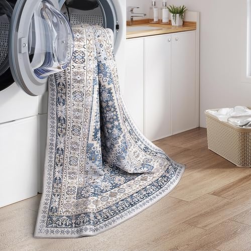 Miniatura 6 de zesthome Alfombra de área de 6 x 9 pies, súper suave, lavable para sala de estar, antideslizante, resistente a las manchas, alfombras vintage