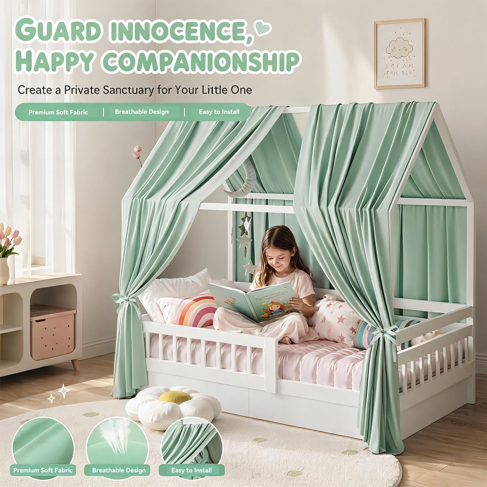 Tende con baldacchino in cotone leggero con baldacchino, 2 unità, baldacchino, baldacchino per letto, letto per casa, letto per ragazze e ragazzi, baldacchino, decorazione per camera dei