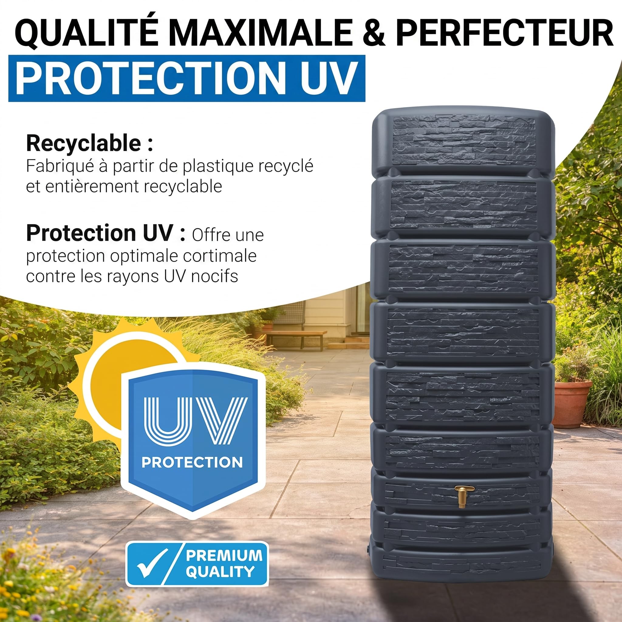 Cuve SLIM STONE - Gris anthracite - 500 Litres
