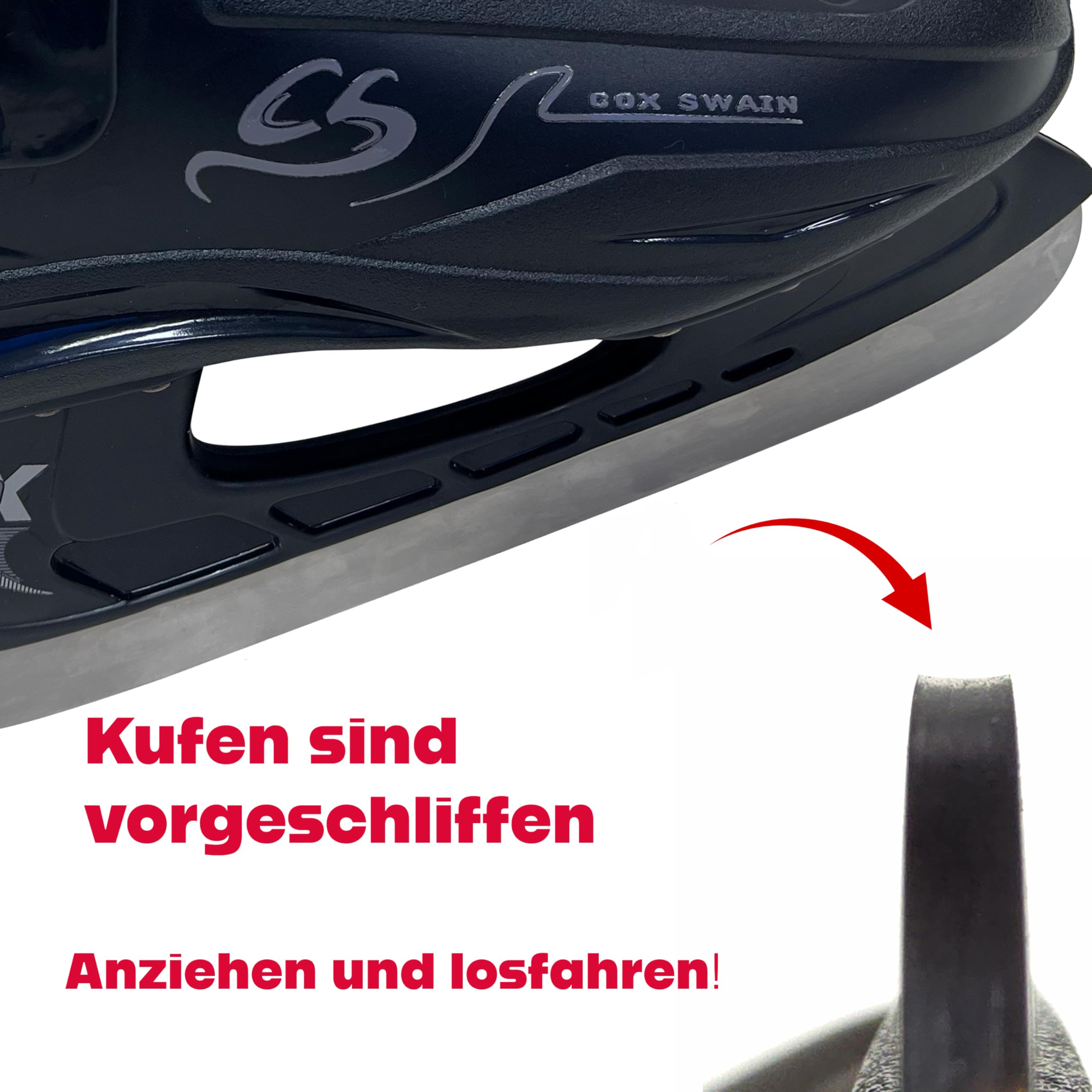 Cox Swain EIS Hockey Schlittschuhe Crew für Anfänger und Fortgeschrittene, Kinder und Erwachsene, Edelstahlkufe vorgeschliffen, Gr. 41