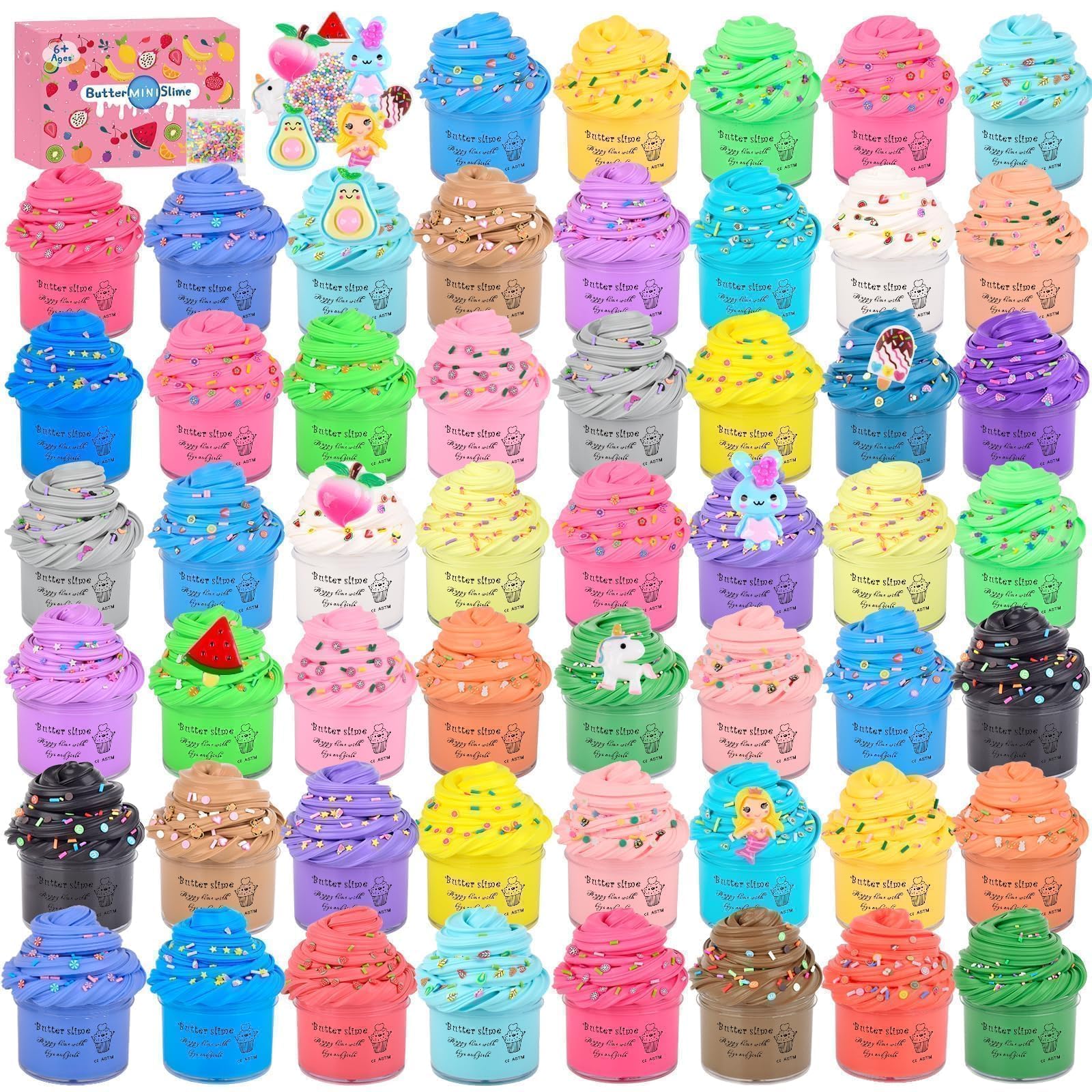 Photo 1 of 56-Pack Butter Slime Kit, Birthday Soft and Non-Sticky Bulk Halloween Slime Party Favors for Kids, Classroom Exchange Gift Mini Slime, Stress Relief Toys for Boys Girls, 4-10 Advent Calendar