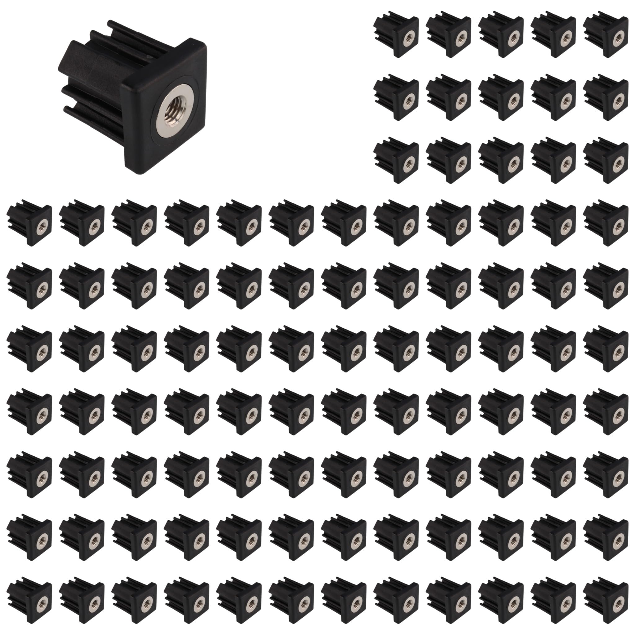 100 tapones roscados M12, 40 x 40 x 1,5, plástico PA reforzado con