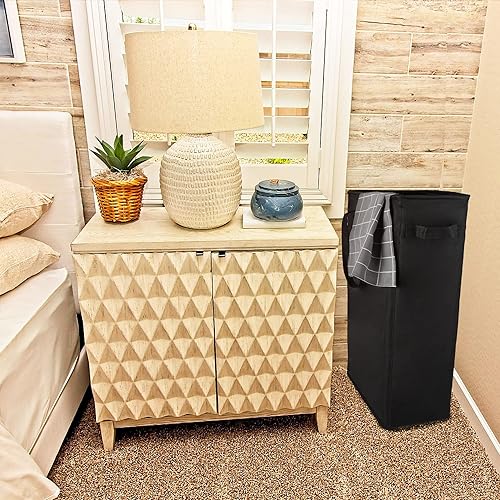 Miniatura 7 de Odonata Slim Laundry Hamper Handles Collapsible Laundry Basket Thin Dirty Clothes Basket Narrow Laundry Bag Foldable Dirty Hamper 45L (Black)