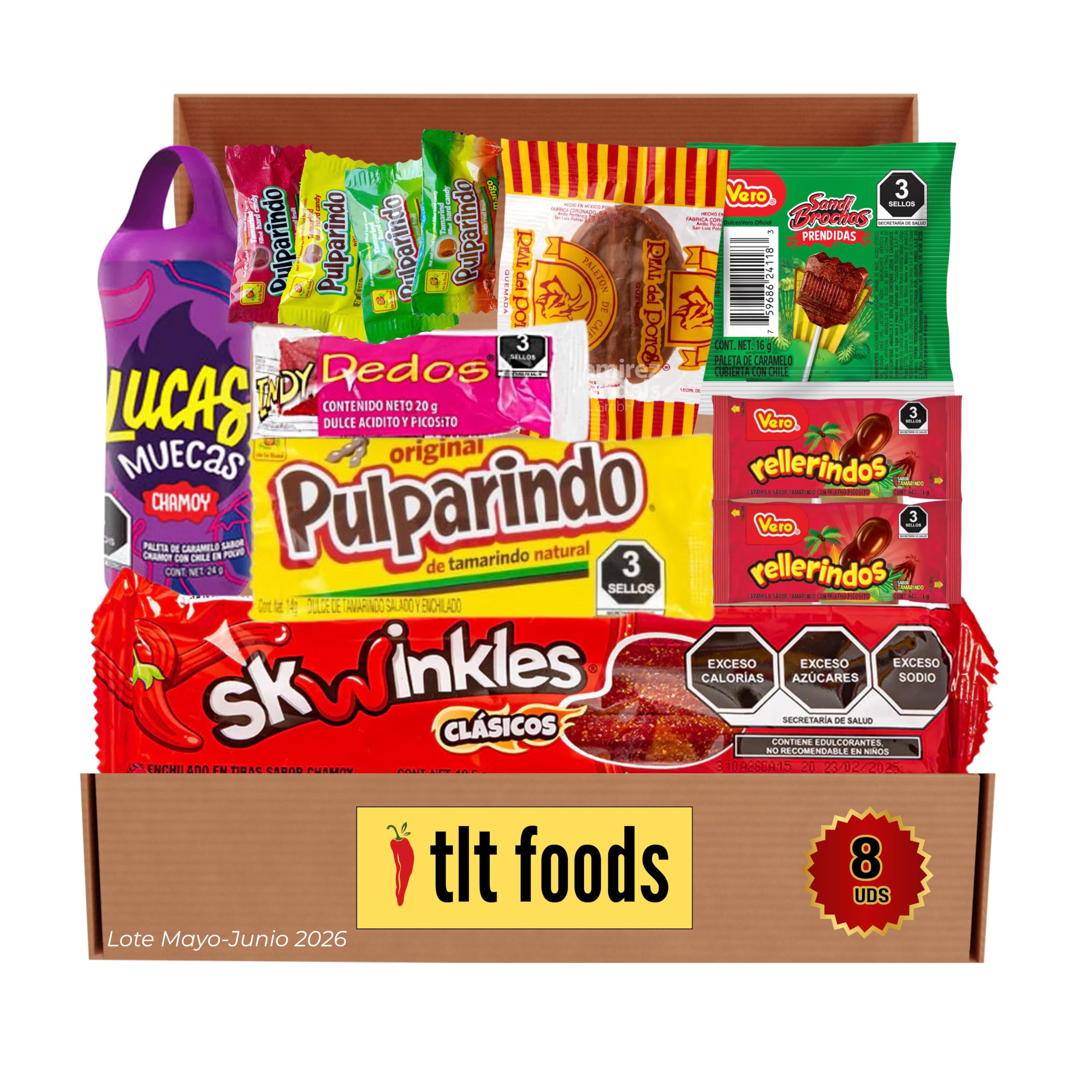 TLT FOODS Lotto Dolci Messicani – Confezione Varietà di Caramelle Piccanti da Regalare, Mix Assortito di Dolci e Caramelle, Candy Box Snack Messico, Chamoy, Pelon Pelo Rico, Pulparindo, Tamarindo (S)