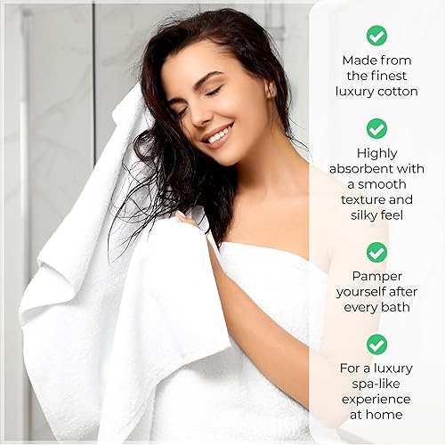 Miniatura 5 de Superior Niles Collection - Juego de 2 toallas de baño de algodón egipcio Giza, de gran tamaño, absorbentes, de secado rápido, para ducha, spa,