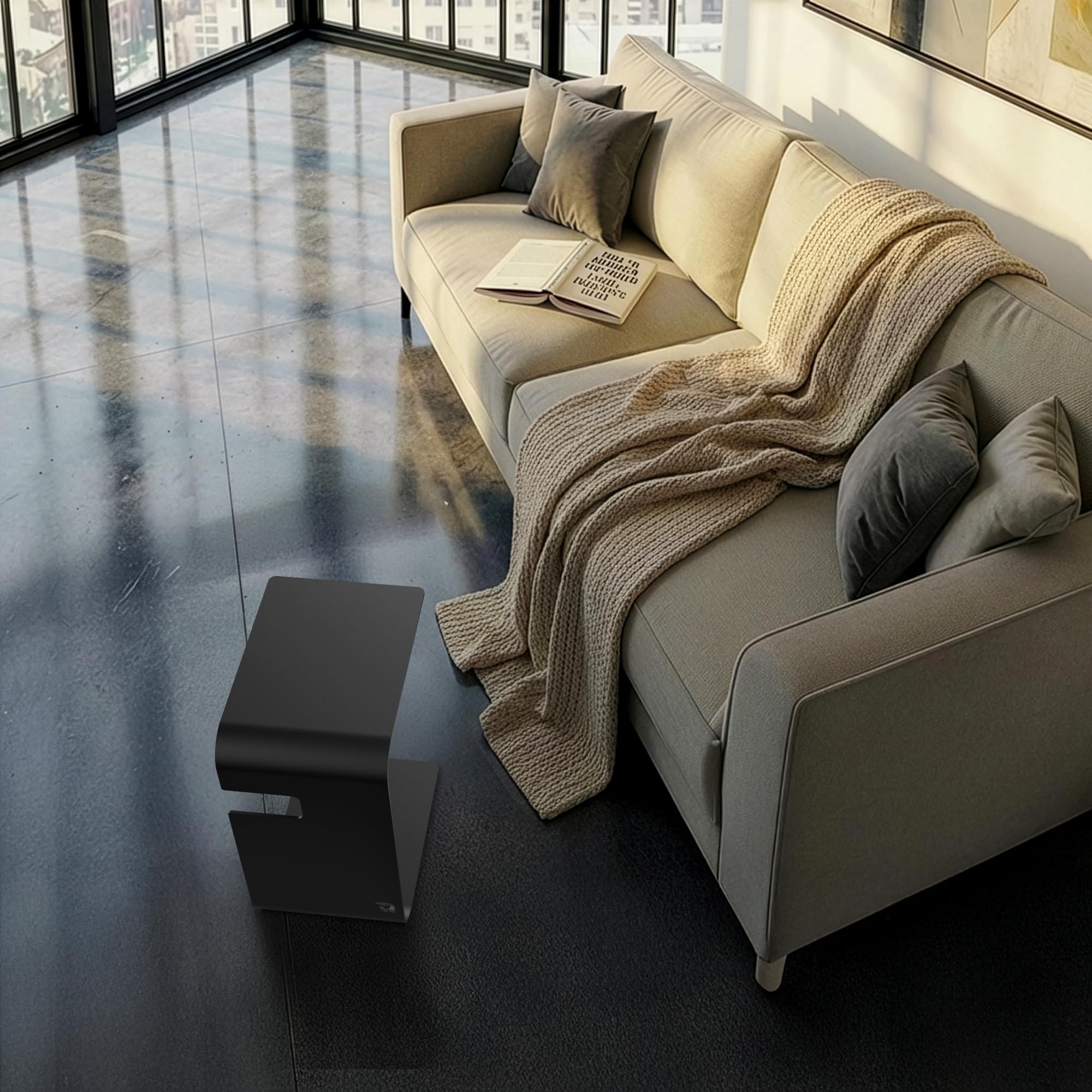 tuning-art Hamburg Beistelltisch Metall Hochwertig Pulverbeschichtet | Couchtisch Wohnzimmertisch Laptoptisch Sofatablett | Innen und Außen Einsetzbar | 49cm x 37cm x 26cm