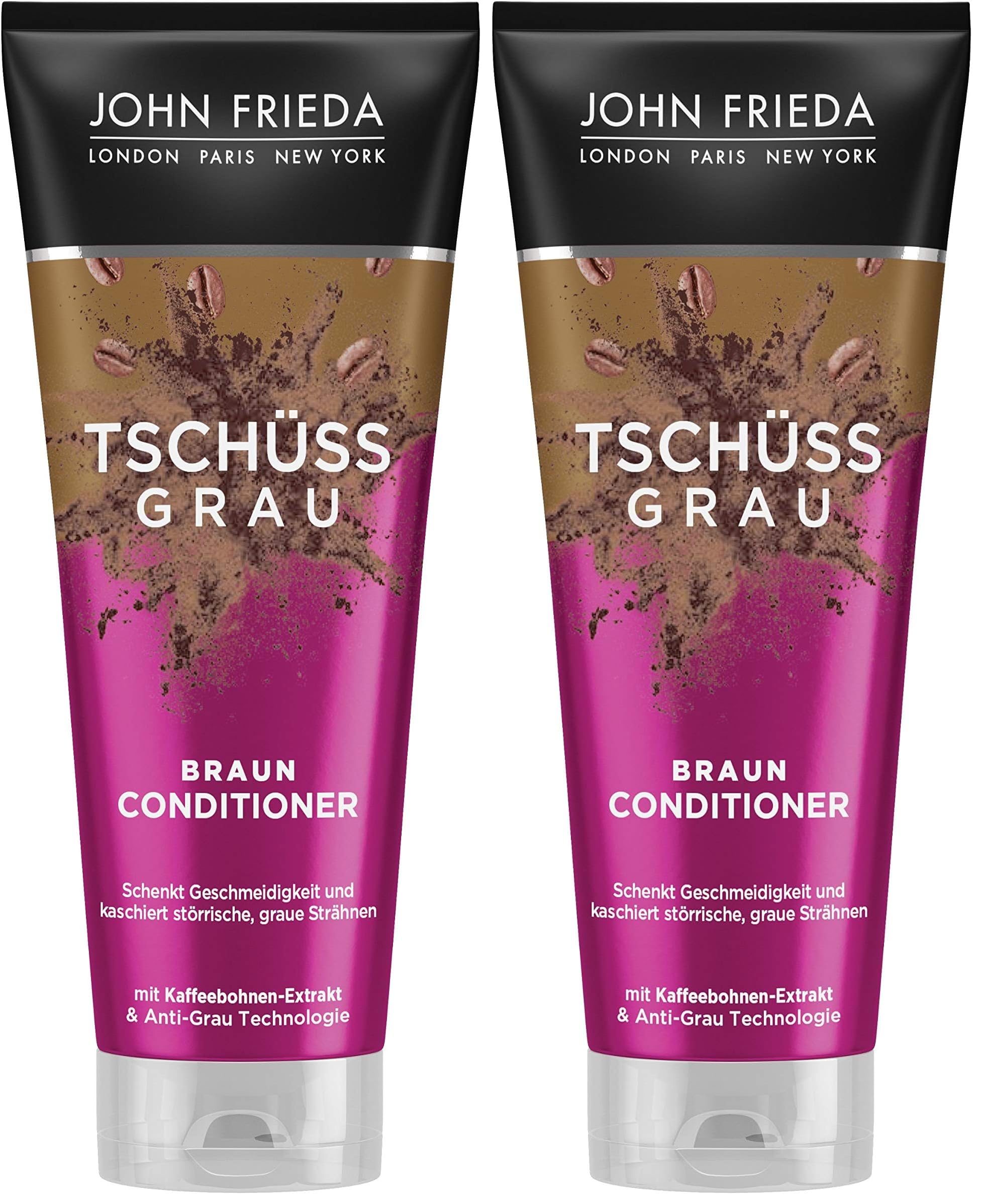 John Frieda Braun Conditioner - Tschüss Grau - Schenkt Geschmeidigkeit und kaschiert graue Strähnchen - Mit Kaffeebohnen-Extrakt, 250 ml 26244 (Packung mit 2)