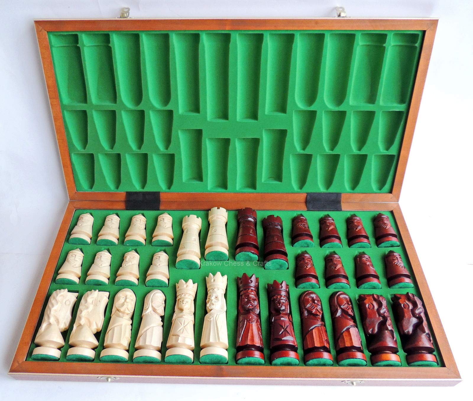 Master of Chess Tablero Ajedrez Madera con Piezas “Castle Deluxe XXL” 60 cm - Hecho a Mano Incrustado y Portatil Grande Juego de Ajedrez para Niños y Adultos