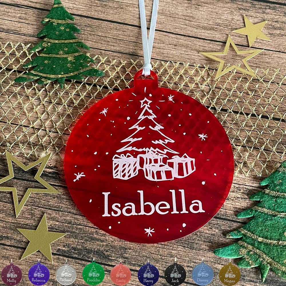 Mini christmas tree name baubles Clearance