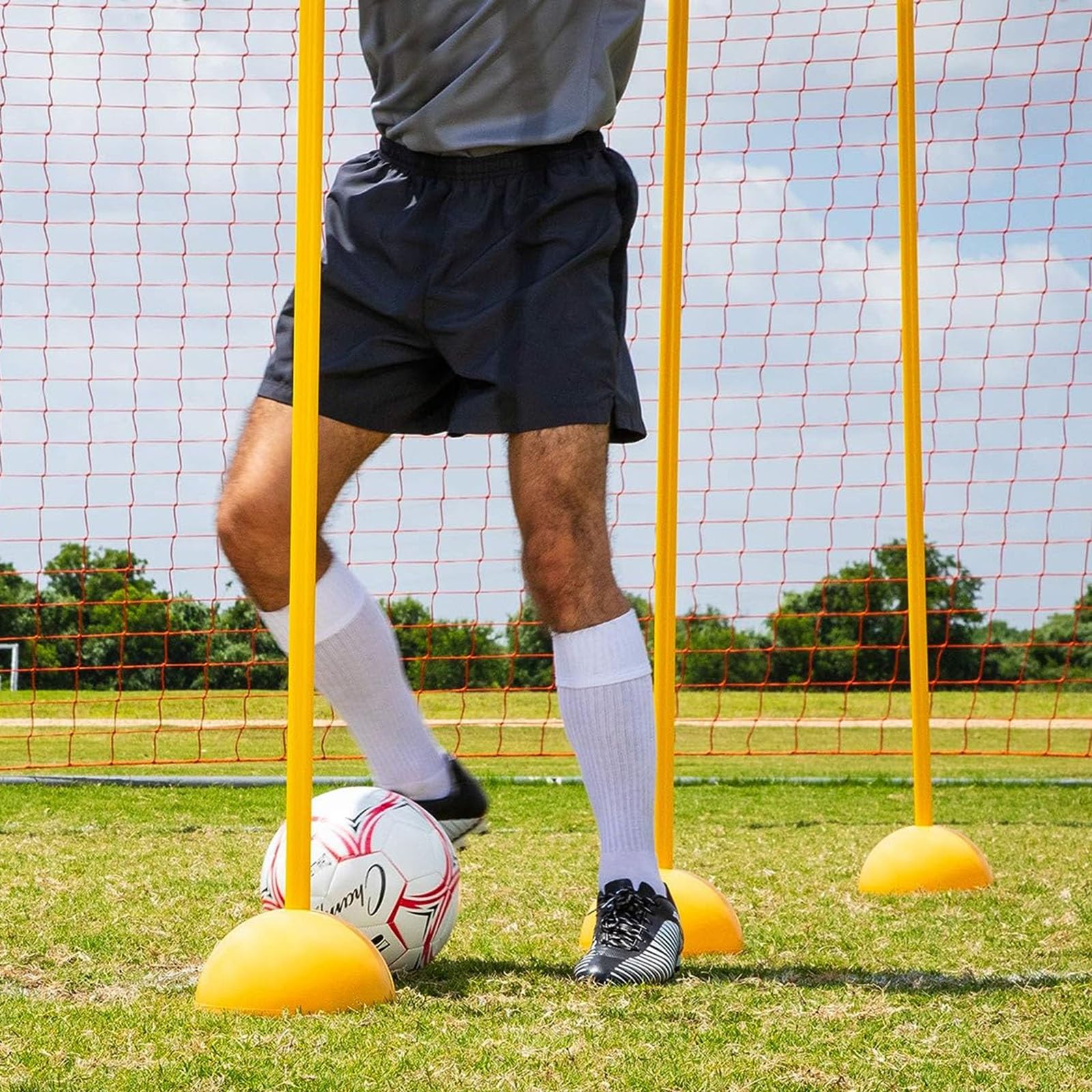 ZAQYCM Slalomstangen Fussball Agility Stangen Gymnastik Geschwindigkeit Slalomstangen Mit Sockel, Agility Trainingsstock Für Fußball, Pferd Und Hunde, Fußball/Basketball/Volleyball Trainingshilfe