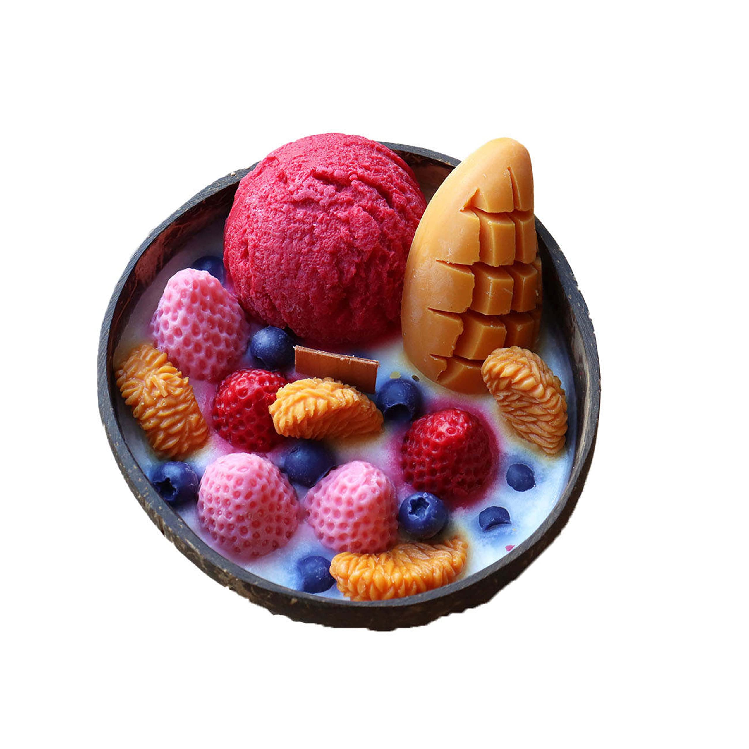 Design Ice Cream Candles in Coconut Shell for Wedding, Birthday, Gift, Home Decor (Goji Berries & Blood Orange N26)