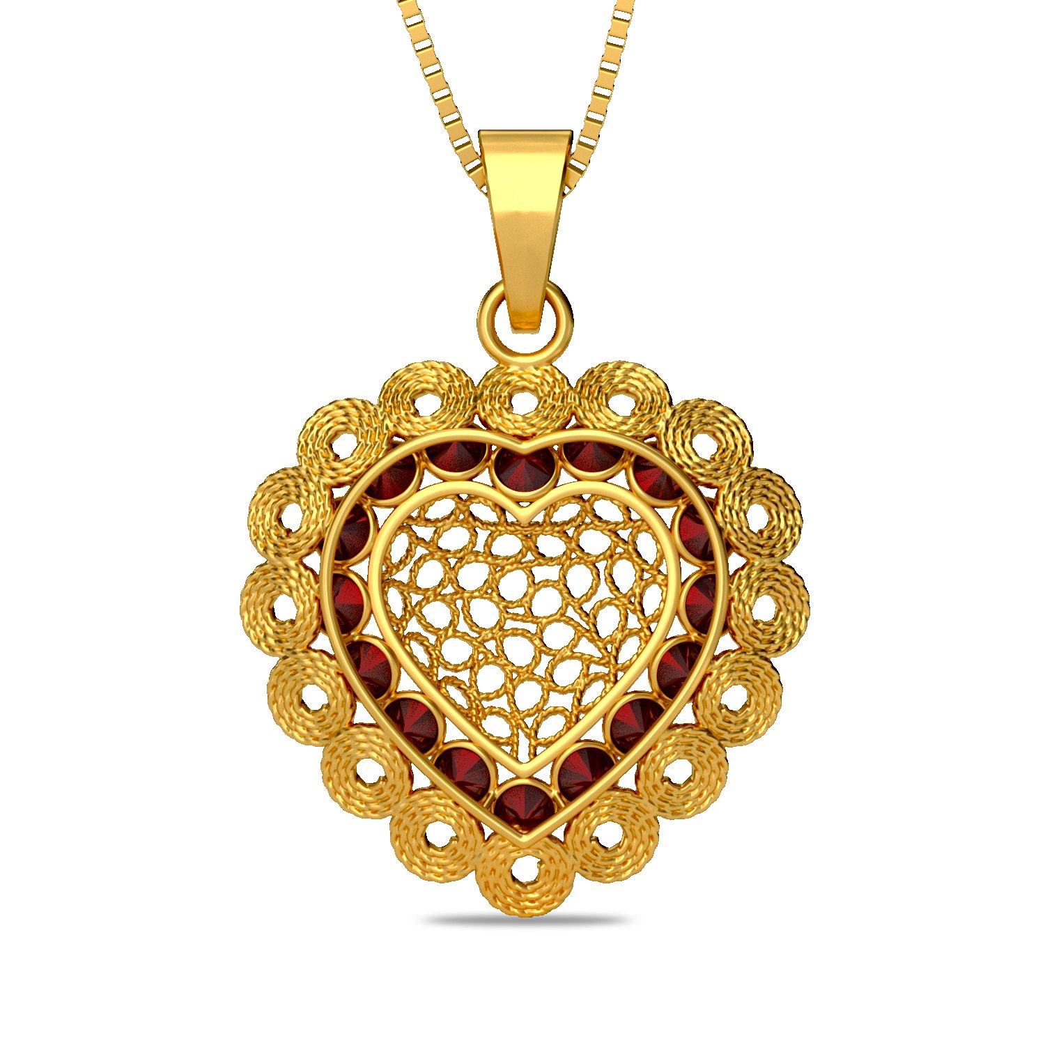 joyalukkas 22KT Yellow Gold and Ruby Pendant for Girls-picture-23