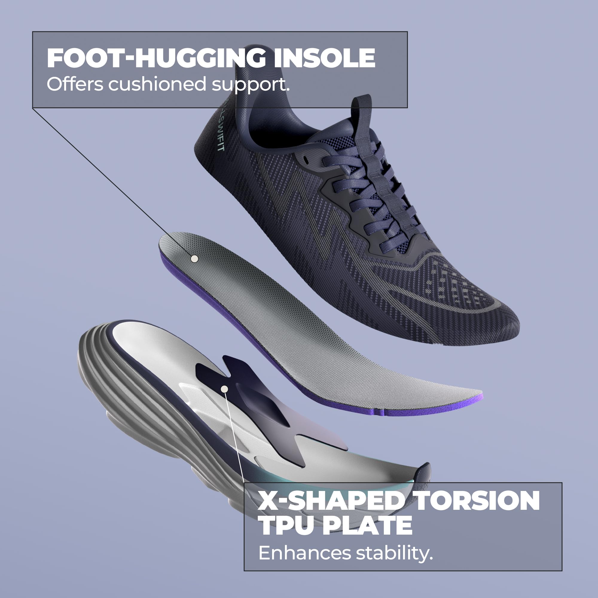 ALLSWIFIT Damskie buty trekkingowe Buty do biegania Buty sportowe Sneakersy Lekkie i oddychające, Niebieska, 37.5 EU