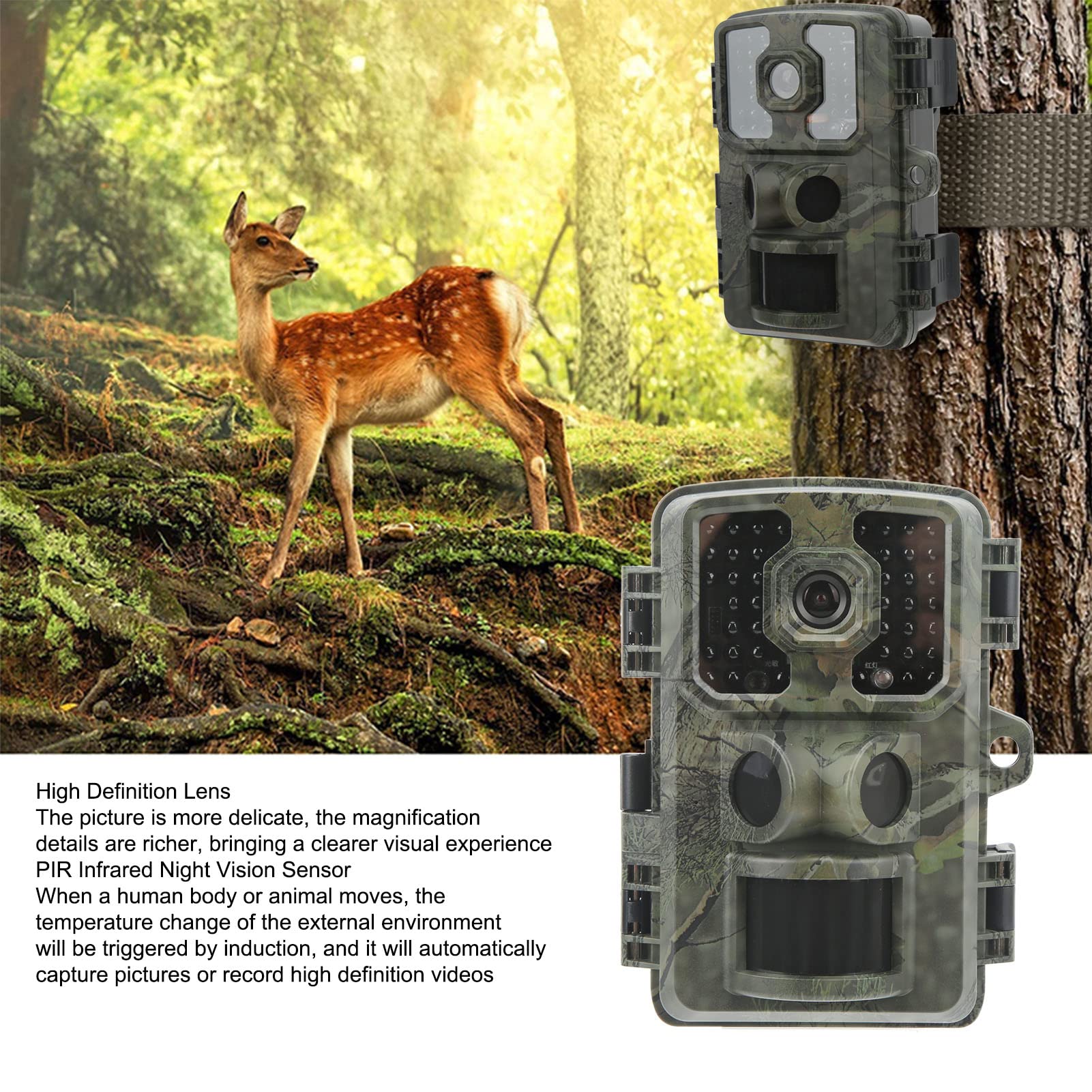 aqxreight Outdoor Wildlife Trail Camera z Wykrywaniem HD i Systemem Nadzoru Podczerwieni PIR DL003