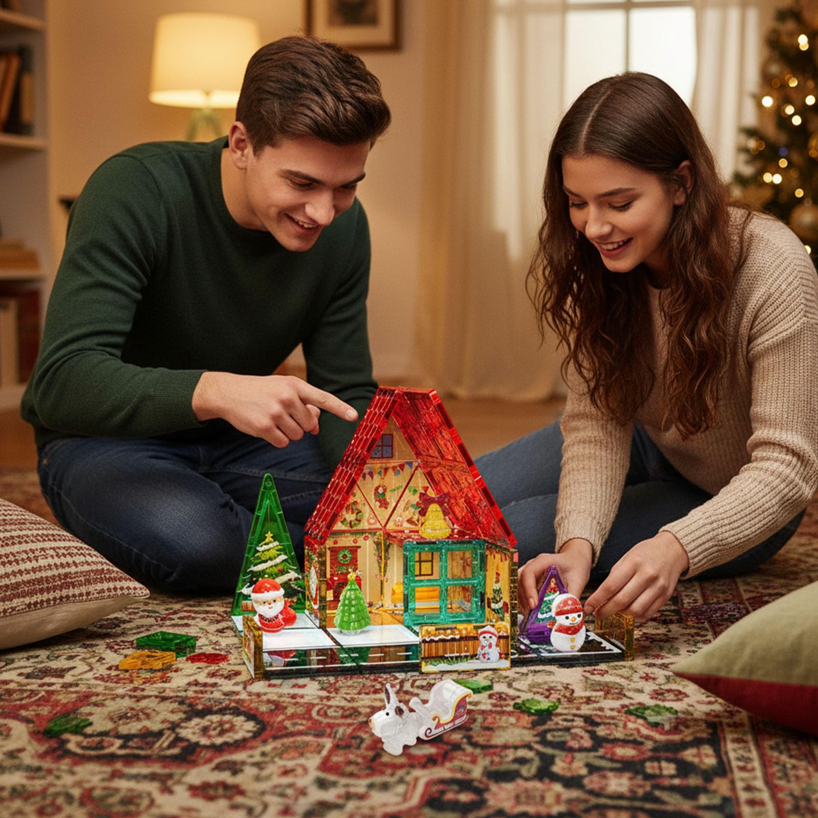 Costruzioni Magnetich Natale, 38 Pezzi Natale Magnetic Tiles, Blocchi Magnetici Natalizie, Decorazioni Natalizie, Decorazione per la Casa Ufficio