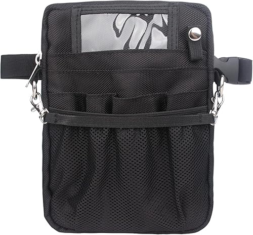Wessleco Riñonera de enfermería para enfermeras, cinturón de herramientas de enfermera con soporte para estetoscopio, Mejora negro