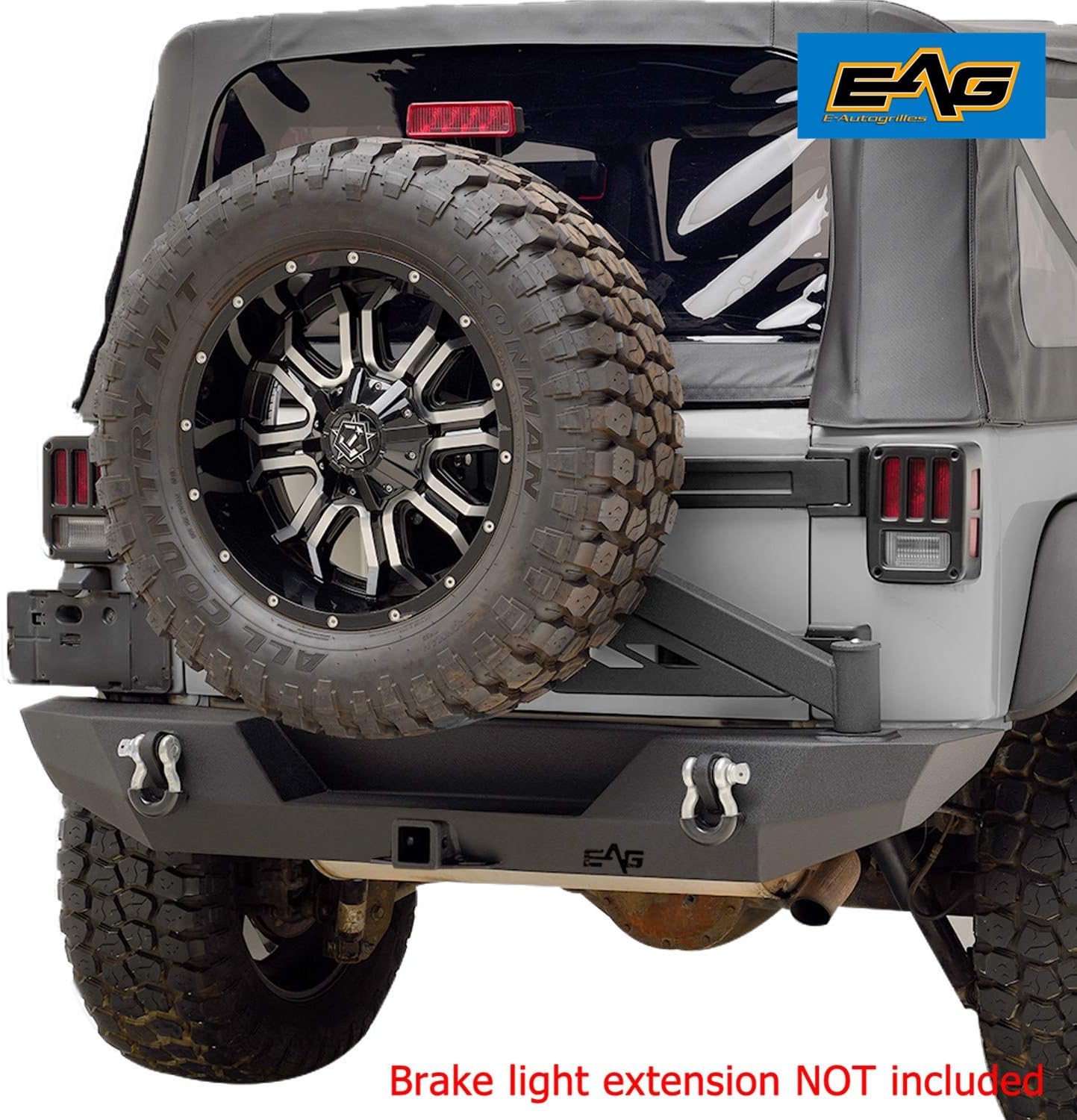EAG Rear Bumper with Tire Carrier Linkage 2" Hitch Receiver Offroad Fit for 2007-2018 Wrangler JK