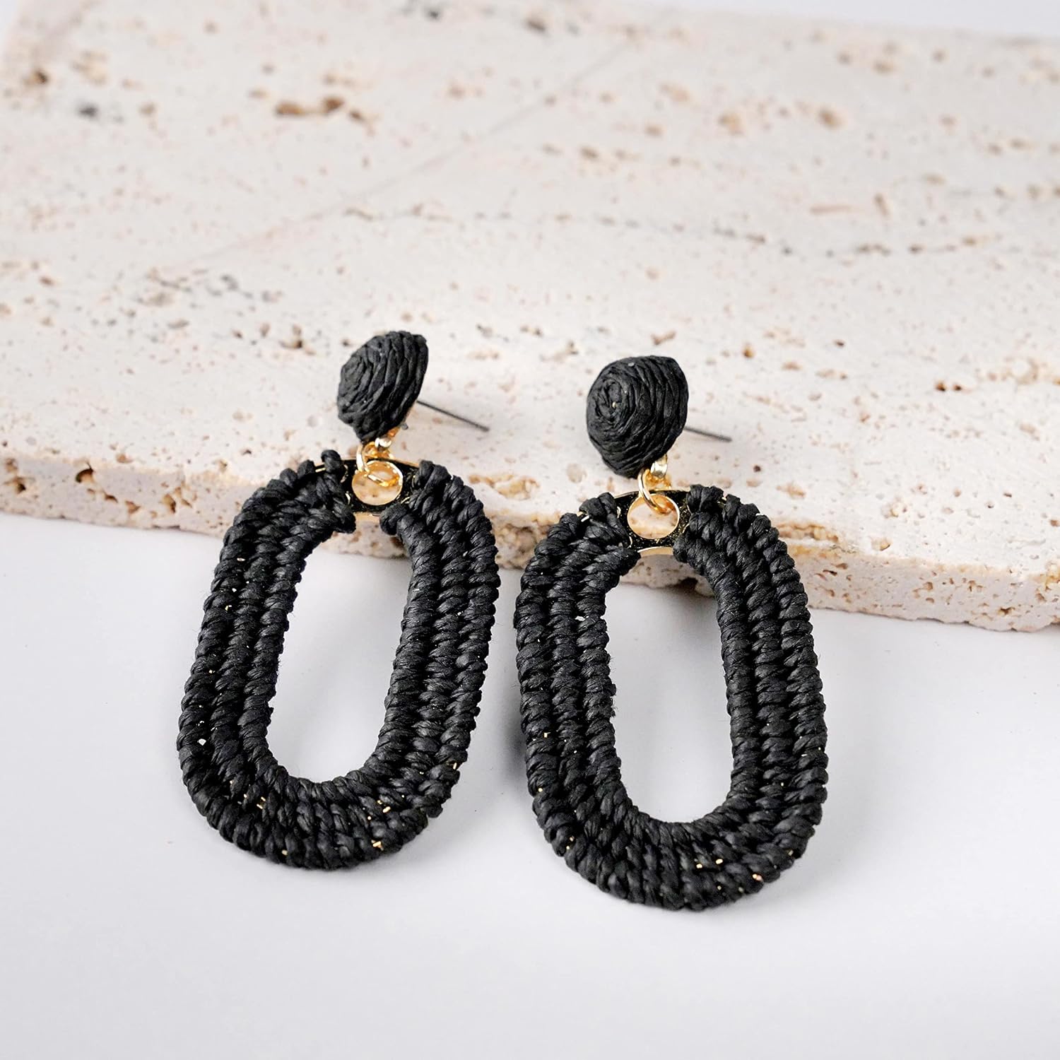 Raffia Oval Earrings for Women - Boho Woven Rattan Earrings for Summer Beach - Tropical Vacation Earrings - Image 4