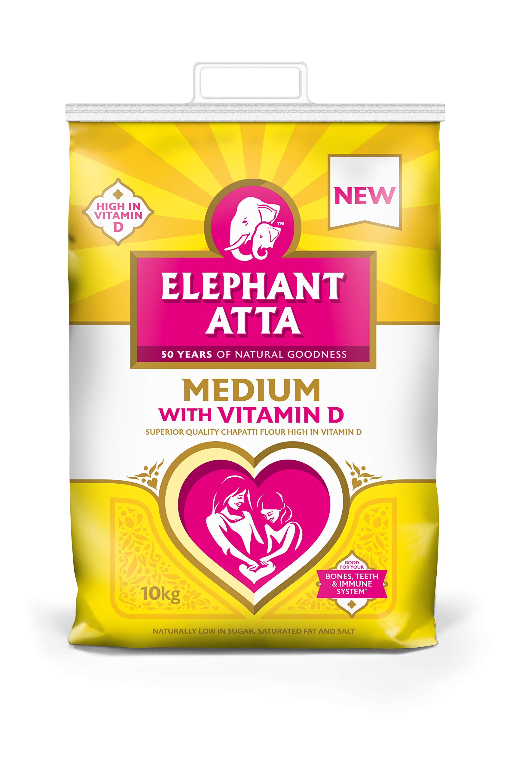Elephant Atta Medium Atta Flour with Vitamin D | Atta | Vitamin D | Chapatti Flour | (10kg)